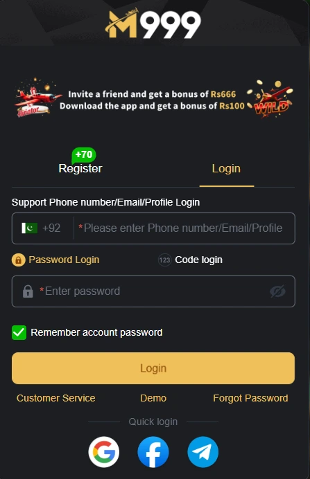 M999 Game - login