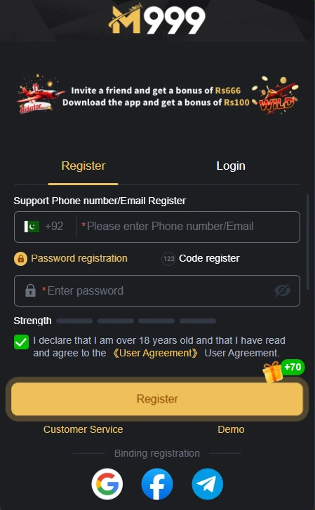 M999 Game - register